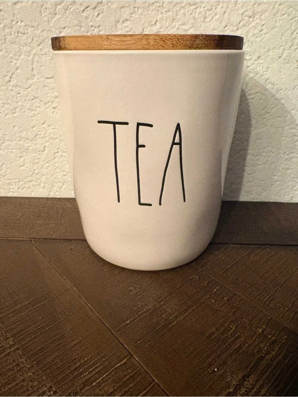Rae Dunn White Ceramic Canister with Black Lettering